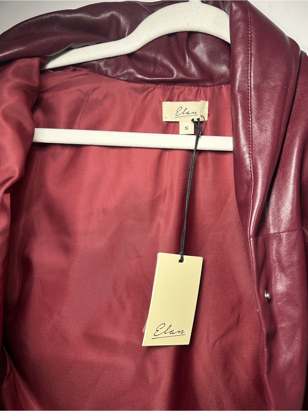 Elan Burgundy Faux Leather Puffer Vest - Picture 6 of 6